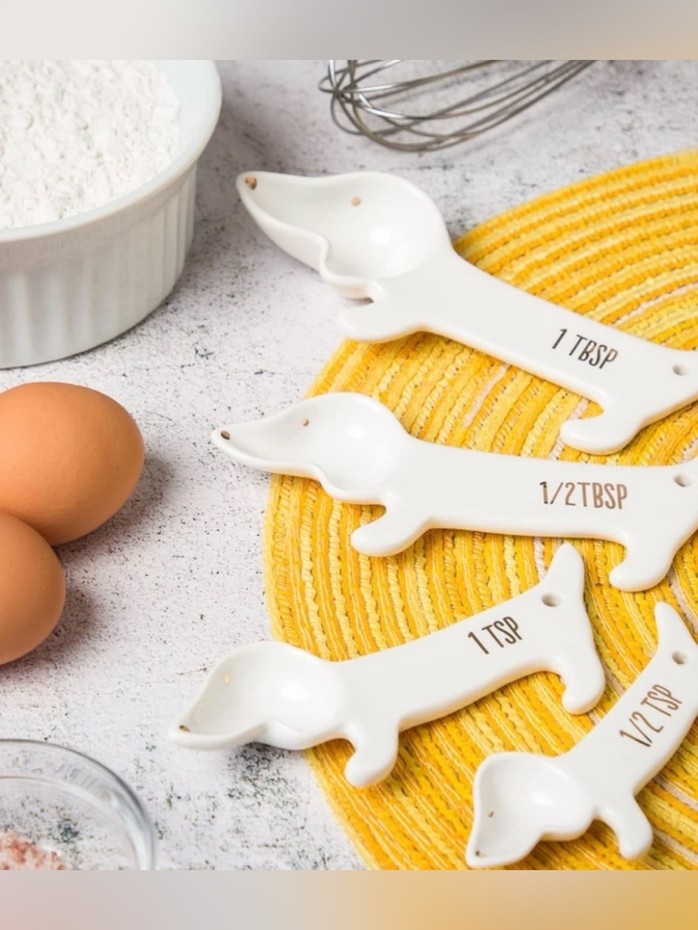 Dachshund Ceramic 4 piece Measuring Spoon Set - White - Picture 6 of 6